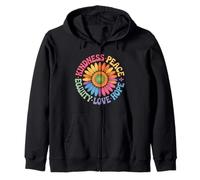 Vintage Sunflower Design Featuring Human Rights Peace Zip Hoodie