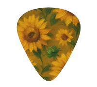 Vintage Sunflower Flower 12 Pack Guitar Picks With 3 Thicknesses And Storage Box, Abs Plectrums For Electric Bass Guitar Players