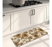 Vintage Sunflower Kitchen Mats for Floor, Rustic Floral Soft Mats, Cushioned Comfort Washable Non Slip Decor Rugs for Kitchen Sinks Laundryroom Bathroom 16x47 Inch