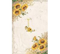 Vintage Sunflower Notebook: Sunflower Journal, Monogram Letter L Blank Lined and Dot Grid Paper with Interior Pages Decorated With More Sunflowers:Small