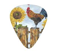 Vintage Sunflower Rooster Advanced guitar pick 12 pieces Three thicknesses for bass, electric guitar, acoustic guitar bag