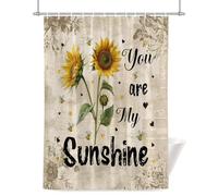 Vintage Sunflower Shower Curtain for Bathroom, You Are My Sunshine Letter Background Waterproof Cloth Fabric Bathroom Accessories Set with 12 Rust Proof Plastic Hooks, 72” x 84”