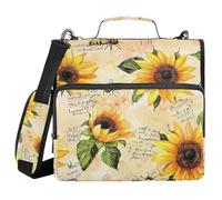 Vintage Sunflowers 3 Ringing 1.5 inch Zipper Binder Organizer with Strap Multi-Pocket Document Organizer Suitable for Middle School