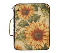 Vintage Sunflowers Document File Folder Expanding Easy to Carry 3 Ringing Organizer Binder with Zipper Closure for Document Storage