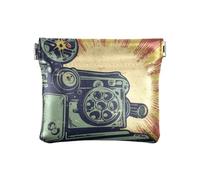 Vintage Sunflowers on Black Background Coin Purse for Men, Gramophone on sunbeam, Pattern: