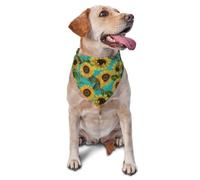 Vintage Sunflowers On TealDog Bandanas Cat Puppy Scarfs Washable Pet Handkerchief
