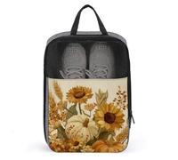 Vintage Sunflowers Pumpkins Autumn Wheat Shoe Bag for Travel Daily Use Anti-dust Storage Carrier Golf Shoe Pouch
