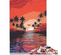 Vintage Sunrise The Beach Puzzle Brain Teaser 100% Recycled Cardboard Jigsaw Puzzle for Women Men 1000pcs (26x38cm)