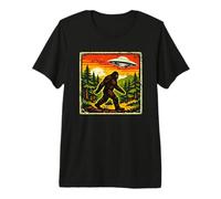Vintage Sunset Bigfoot Alien UFO Abduction Conspiracy Theory Premium T-Shirt