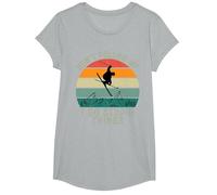 Vintage Sunset Don't Follow Me I Do Stupid Things Ski T-Shirt, Girls, Heather Grey, Small