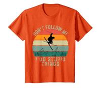 Vintage Sunset Don't Follow Me I Do Stupid Things Ski T-Shirt, Youth, Orange, 3T