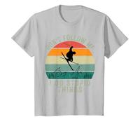 Vintage Sunset Don't Follow Me I Do Stupid Things Ski T-Shirt, Youth, Silver Grey, 3T