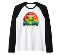 Vintage Sunset Frog Lovers Amphibians Retro Summer Vacation Raglan Baseball Tee