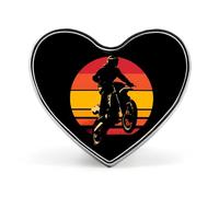Vintage Sunset Motocross Dirt Bike Funny Lapel Pins Heart Shaped Button Brooch Badge Pin Hat Clothes Jewelry for Men Women
