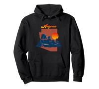 Vintage Sunset On Desert Arizona State Map Pullover Hoodie