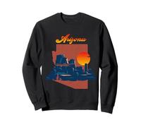 Vintage Sunset On Desert Arizona State Map Sweatshirt