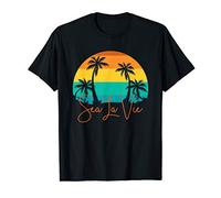 Vintage Sunset Pal Trees Beach Sea La Vie Retro Summer T-Shirt