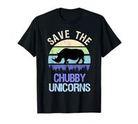 Vintage Sunset Save The Chubby Unicorns Fat Rhino Gift T-Shirt