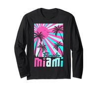 Vintage Sunset Tropical Summer Vacation Florida Miami Beach Long Sleeve T-Shirt
