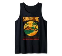Vintage Sunshine Summer Beach Ocean Waves Scene Tank Top