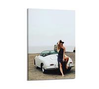 Vintage Supercar Poster Classic Porsche 356 Convertible And Sexy Hot Girl Poster Decorative Painting Canvas Wall Posters And Art Picture Print Modern Family Bedroom Decor Posters 12x18inch(30x45cm)