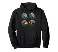 Vintage Surf Collage Design for Surfers and Beach Lovers Pullover Hoodie
