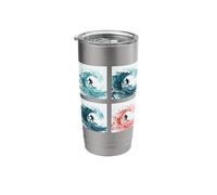Vintage Surf Collage Design for Surfers and Beach Lovers Stainless Steel Insulated Tumbler
