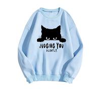 Vintage Sweatshirt 90S Womens Reindeer Christmas Jumper Cashmere Jumpers Ladies Winter Clothes for Women Ladies Waterproof Jackets Anime Hoodies Bandeau Tops Women Womens Winter Coats (Sky Blue, L)