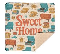 Vintage Sweet Home Large Text Cute Foldable Baby Activity Play Mat for Indoor Outdoor Non-Toxic Infant Play Mat for Baby Kids Toddlers Infants, 50'' x 50''