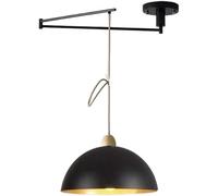 Vintage Swing Arm Ceiling Pendant Light Black White Industrial Metal Dome Lighting Fixture Adjustable Long Arm Mid Century Modern Chandelier for Kitchen Island Farmhouse Dining Room