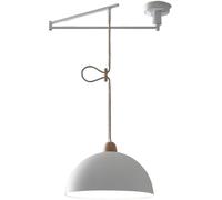 Vintage Swing Arm Ceiling Pendant Light Black White Industrial Metal Dome Lighting Fixture Adjustable Long Arm Mid Century Modern Chandelier for Kitchen Island Farmhouse Dining Room