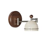 Vintage Swing Arm Wall Light, Chrome Metal Wall Lamp with Walnut Suction Cup, Teles Adjustable Wall Sconce, Modern LED Wall Lights - 12W - 3 Color Modes, Mid-Century Wall Lamps