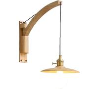 Vintage Swing Arm Wall Sconce Adjustable Wall Mounted Reading Light Antique Wood Rustic Mounted Farmhouse Mid Century Lamp for Kids Bedroom Bedside Headboard Living Room
