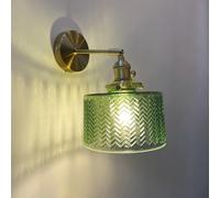 SEMANHUAOZ Vintage Swing Arm Wall Sconces - Green Tulip Glass Brass Gold Adjustable Industrial Farmhouse Modern Wall Lamp for Bedroom(A Style)