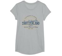 Vintage Switzerland Retro T-Shirt, Girls, Heather Grey, Medium