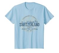 Vintage Switzerland Retro T-Shirt, Youth, Baby Blue, Medium