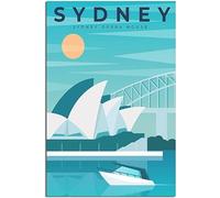 Vintage Sydney Opera House Skyline Travel Poster Retro Wall Art Canvas Poster Art Print Home Decor Room Decor Unframed 30x45cm