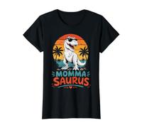 Vintage T-Rex Dinosaur Family Matching Momma Saurus Value Graphic T-Shirt, Women, Black, S