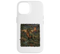 Vintage T-Rex Triceratops Volcano Prehistoric Nature Case for iPhone 14