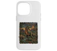 Vintage T-Rex Triceratops Volcano Prehistoric Nature Case for iPhone 14 Pro Max