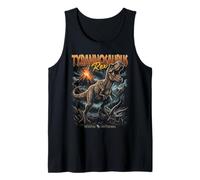 Vintage T-Rex Volcano 90s Bootleg Dinosaur Prehistoric Trex Tank Top