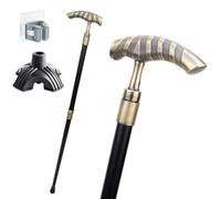 Vintage T-Shape Curved Handle Cane With Spiral Striped Relief Design, Ergonomic Grip, Non-Slip, Sturdy and Portable, Unisex, Also a Fashion Accessory