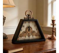 Vintage Table Clock with Dynamic Gears, Silent Operation for Desk or Mantel, Industrial Aesthetic Decor