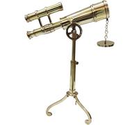 Vintage Table Decorative Shiny Brass Tube Telescope with Antique Brass Tripod High Magnification Sailor Article