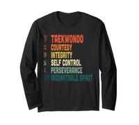 Vintage Taekwondo 5 Tenets of TKD Typography Martial Arts Long Sleeve T-Shirt