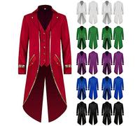 Vintage Tailcoat for Men Single Breasted Swallowtail Coat Men's Gothic Tuxedo Jacket Medieval Renaissance Tail Coat Punk Overcoat Halloween Costume Victorian Pirate Cosplay Uniform