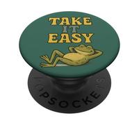 Vintage Take It Easy Frog Relaxing Design PopSockets Adhesive PopGrip