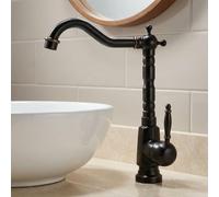 Vintage Tall Bathroom Basin Tap Brushed Black Monobloc