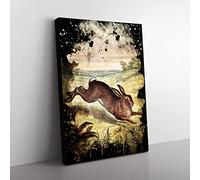 Vintage Tame Animals Hare Modern Cb Canvas Wall Art Print Ready to Hang, Framed Picture for Living Room Bedroom Home Office Décor, 76x50 cm (30x20 Inch)