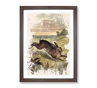 Vintage Tame Animals Hare Modern Fc Framed Print | A3 Walnut Framed Wall Art | Ready to Hang | Classic Animal Picture | Living Room Bedroom Lounge Office